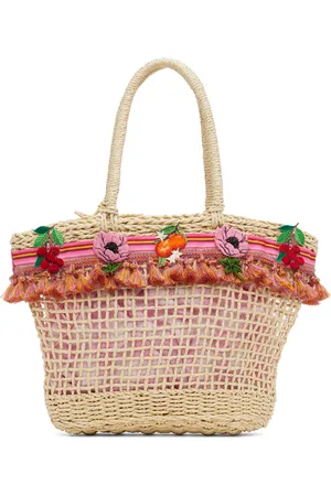 Anna Sui Beige & Raffia Tassel Bag