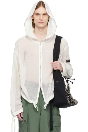 Kenzo White Paris Mesh Zip-Up Hooded Sweatshirt