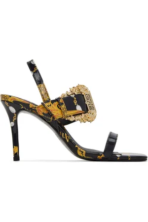 VERSACE Black & Gold Emily Baroque Heeled Sandals