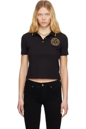VERSACE Black Embroidered Logo Polo
