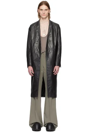 Rick Owens Black Hollywood Lido Leather Coat