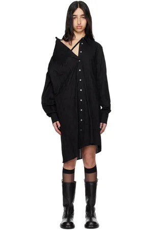 ANN DEMEULEMEESTER Black Halina Dropped Shoulder Shirt Minidress
