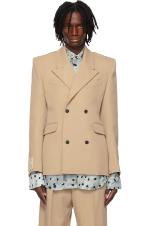 EgonLab Beige Fitted Double Breasted Blazer