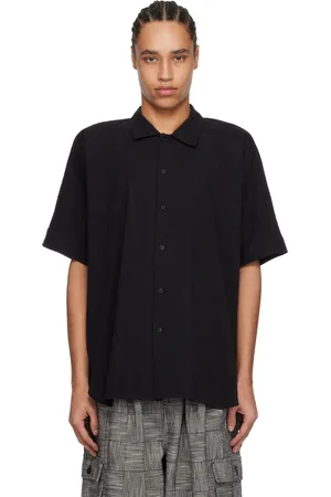 JAN JAN VAN ESSCHE O-Project Cotton Linen Seersucker Short Sleeve Shirt
