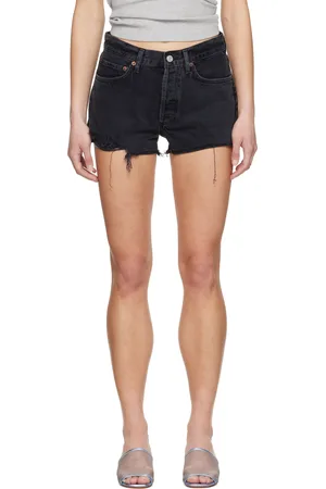 AGOLDE Black Parker Vintage Cut Off Denim Shorts