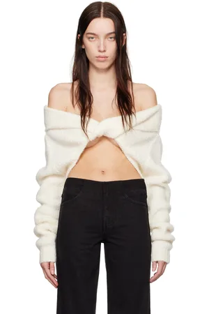 CHRISTOPHER ESBER Off-White Boucle Knit Shrug Sweater