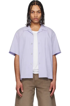 Coor Purple Natural Wrinkled Open Collar Shirt