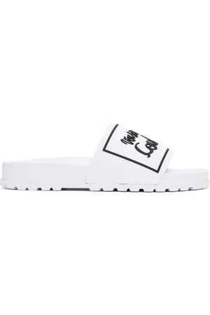 VERSACE White Logo Shelly Pool Slides