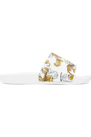 VERSACE White Outline Barocco Pool Slides