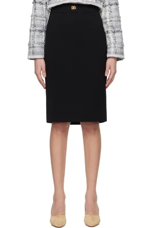 Dolce & Gabbana Black Wool Pencil Midi Skirt