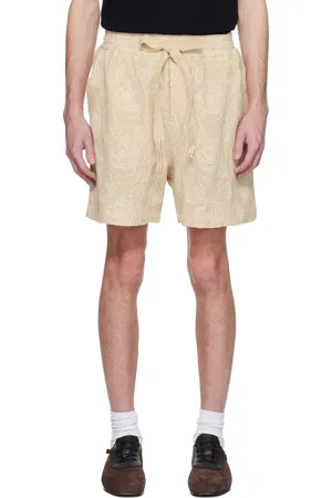 CMMN SWDN Beige Enzo Embroidered Shorts