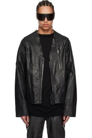 Rick Owens Black Hollywood V Safety Leather Jacket