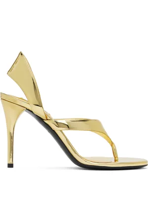 Alaïa Gold Infradito Heeled Sandals