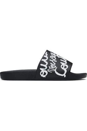 VERSACE Black Logo Shelly Pool Slides