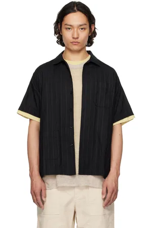 ENGINEERED GARMENTS Black Stripe Jacquard Camp Shirt