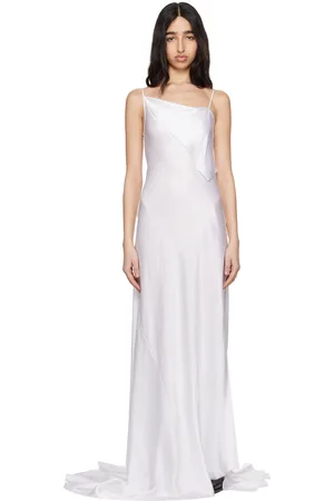 ANN DEMEULEMEESTER White Aaricia Long Bias Slip Maxi Dress