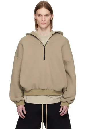 FEAR OF GOD Beige Cotton Cashmere Fleece Half Zip Hoodie