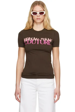 VERSACE Brown Institutional Logo T-shirt