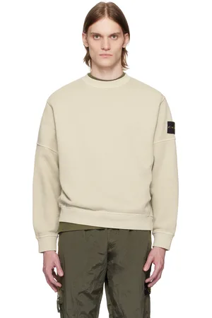 Stone Island Beige Organic Cotton Diagonal Fleece Old Effect Sweatshirt