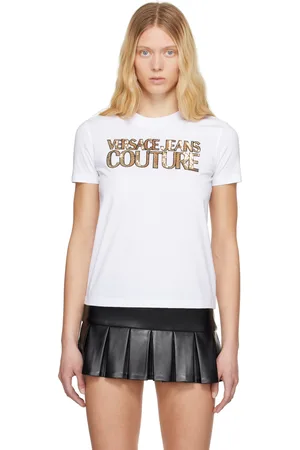 VERSACE White Sequinned Logo T-shirt