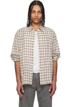 Coor Off-White Seersucker Check Convertible Shirt