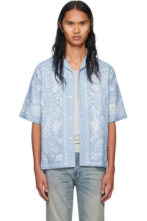 AMIRI Blue Bandana Watercolor Camp Shirt