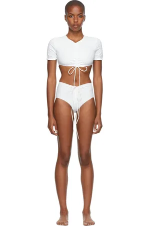 CHRISTOPHER ESBER White Ruched Crop & Odessa Bikini