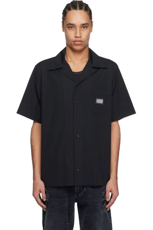 Dolce & Gabbana Black Branded Tag Cotton Shirt