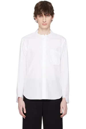 Comme des Garçons White Cotton Cut-Away Collar Shirt