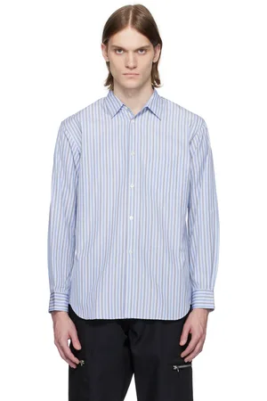 Comme des Garçons Blue Yarn Dyed Cotton Stripe Poplin Shirt
