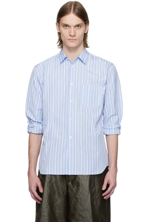 Comme des Garçons Blue Yarn Dyed Cotton Stripe Poplin Shirt