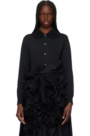 Comme des Garçons Black Polyester Jersey & Crochet Collar Cardigan