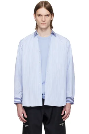 Comme des Garçons Blue Yarn Dyed Cotton Stripe Poplin Shirt