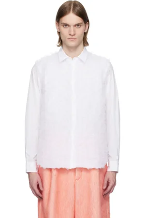 Comme des Garçons White Cotton Broad & Nylon Tulle Shirt