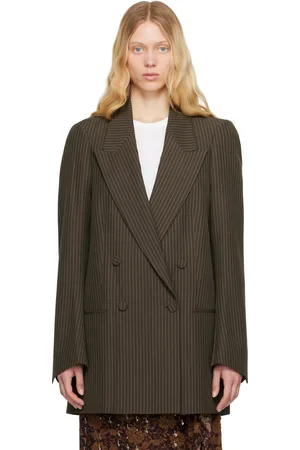 DRIES VAN NOTEN Khaki Striped Blazer