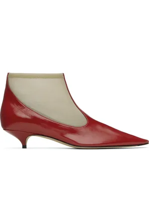 The Row Beige & Red Mesh Boots