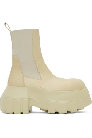 Rick Owens Beige Hollywood Beatle Mega Tractor Chelsea Boots