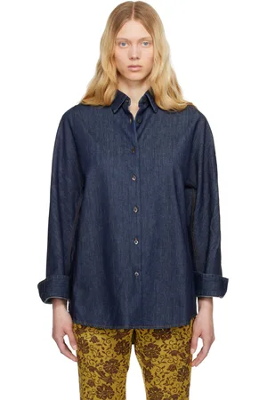 DRIES VAN NOTEN Navy Buttoned Denim Shirt