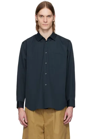 Comme des Garçons Navy Cotton Poplin Plain Shape 1 Shirt