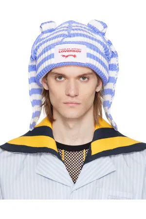 Charles Jeffrey Loverboy SSENSE Exclusive Blue & White Chunky Rabbit Beanie