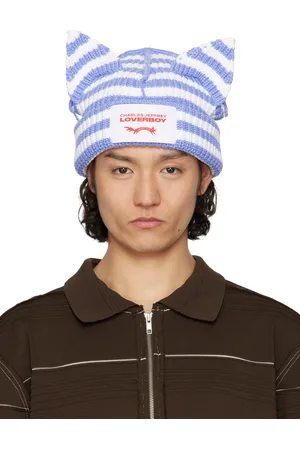 Charles Jeffrey Loverboy SSENSE Exclusive Blue & White Chunky Ears Beanie