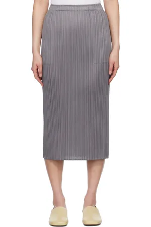 PLEATS PLEASE ISSEY MIYAKE Gray Basics Midi Skirt