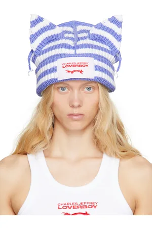 Charles Jeffrey Loverboy SSENSE Exclusive Blue & White Chunky Ears Beanie