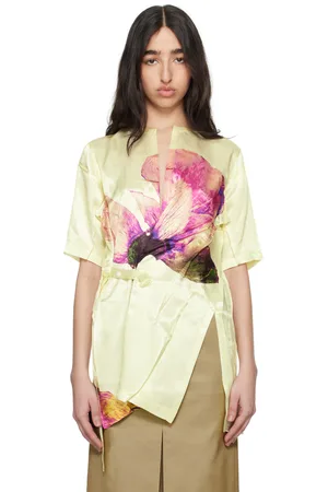 Issey Miyake Yellow Pressed Flora Blouse