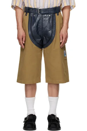 MARTINE ROSE Navy & Khaki Zip Chap Utility Shorts