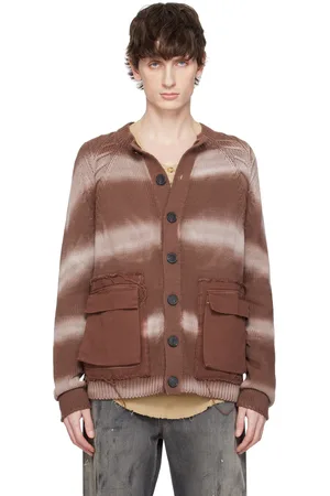 Edward Cuming Brown Cotton Tyre Track Washed Cardigan