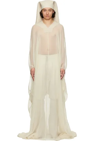 Rick Owens Off-White Hollywood Hooded Kaftan Pullover Coat