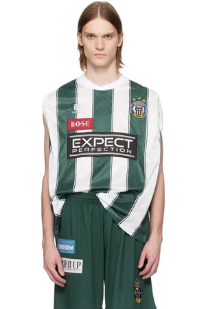 MARTINE ROSE White & Green Twist Sleeve Football Jersey