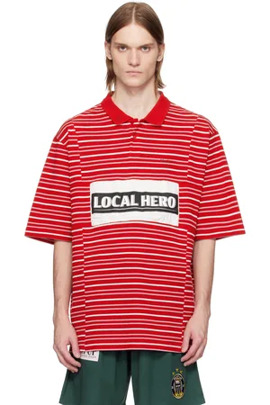MARTINE ROSE Red Oversized Panelled Polo