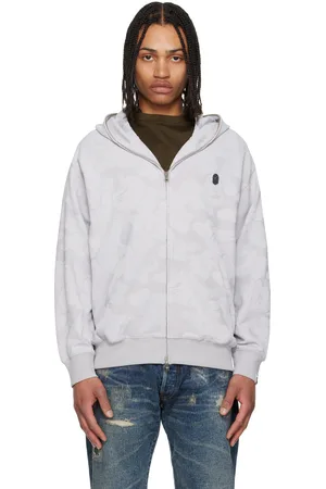 BAPE Gray Solid Camo Jacquard One Point Zip Hoodie